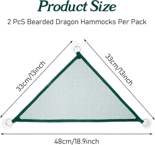 2Pcs Reptile Hammock - Breathable Mesh Bearded Dragon Hammock Lizard Tank Accessories Triangle Geckos V1258-DP02-A-485
