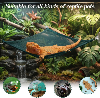 2Pcs Reptile Hammock - Breathable Mesh Bearded Dragon Hammock Lizard Tank Accessories Triangle Geckos V1258-DP02-A-485