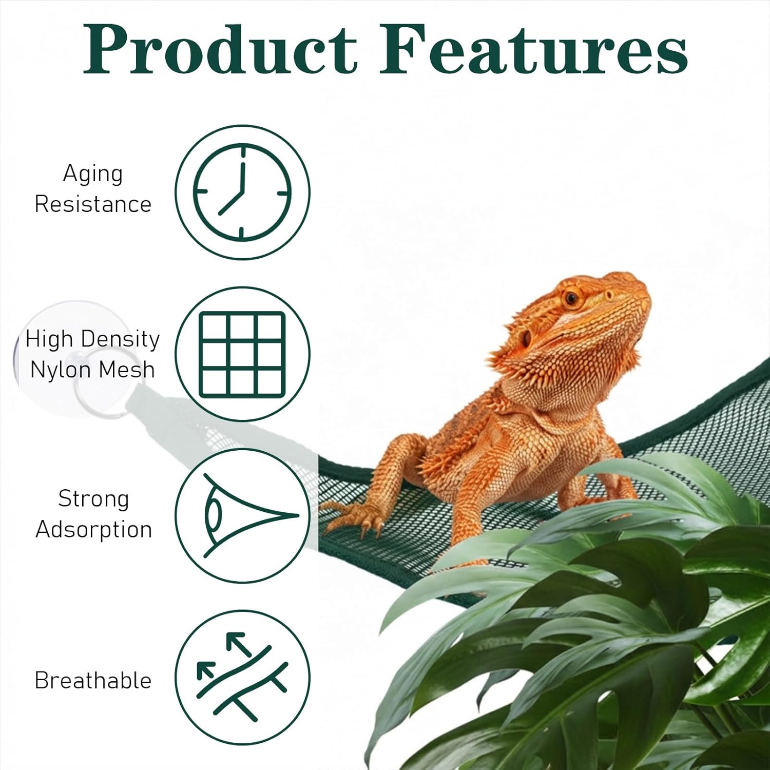 2Pcs Reptile Hammock - Breathable Mesh Bearded Dragon Hammock Lizard Tank Accessories Triangle Geckos V1258-DP02-A-485