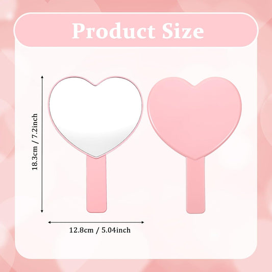 Heart Shaped Small Handheld Mirror,Handheld Eyelash Mirror Cosmetic Hand Mirrors with Handle for Portable V1258-DP02-A-486