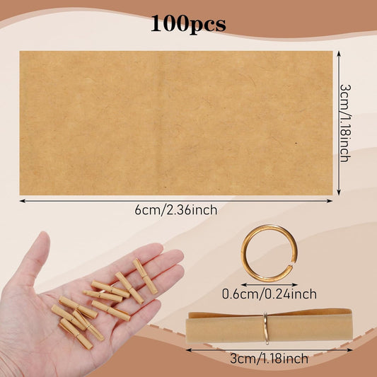 100 Pieces Scroll Paper Mini Message in a Bottles Parchment Paper for Writing Wishes Write Messages Birthdays V1258-DP02-A-488