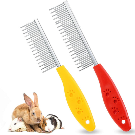 2 Pieces Pet Hair Comb Small Pet Grooming Stainless Steel Long and Short Teeth Comb for Small Dog Cat Animals V1258-DP02-A-49