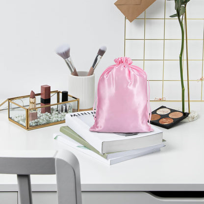 4Pcs Wig Bags with Satin Drawstring,Pink Wig Bags Storage for Wigs Extension Bundle V1258-DP02-A-491