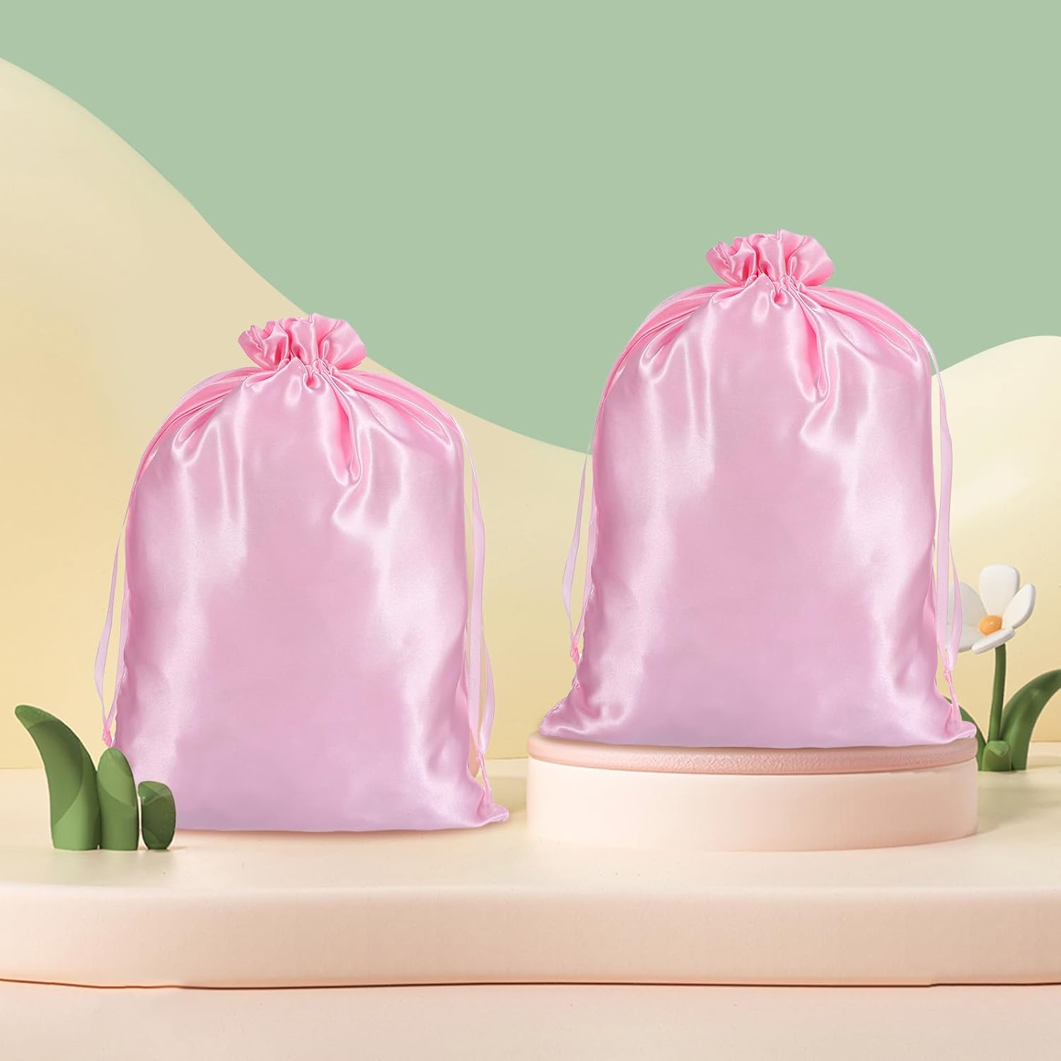 4Pcs Wig Bags with Satin Drawstring,Pink Wig Bags Storage for Wigs Extension Bundle V1258-DP02-A-491