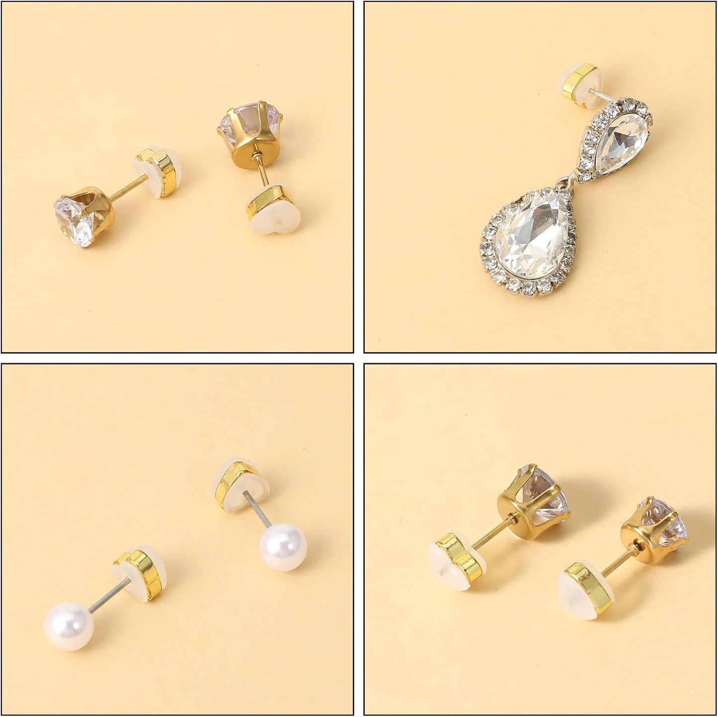 12 Pcs Silicone Flat Earring Backs for Studs, Clear Comfort Design, Earring Backs Replacements for Heavy V1258-DP02-A-494
