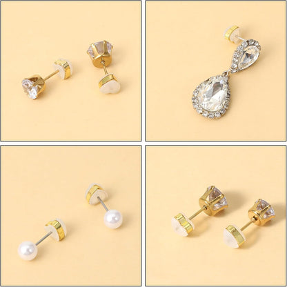12 Pcs Silicone Flat Earring Backs for Studs, Clear Comfort Design, Earring Backs Replacements for Heavy V1258-DP02-A-494