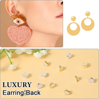 12 Pcs Silicone Flat Earring Backs for Studs, Clear Comfort Design, Earring Backs Replacements for Heavy V1258-DP02-A-494