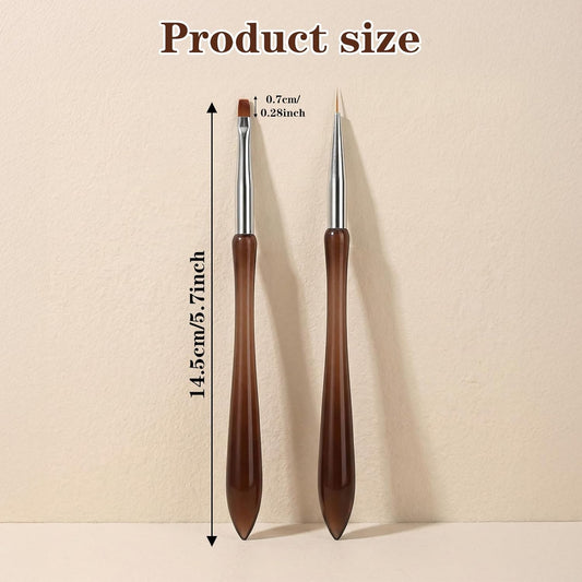 2Pcs Hard Gel Brushes for Nails,Flat Gel Nail Brushes Versatile Nail Design Brush for Petals,Leaves,Flowers V1258-DP02-A-496