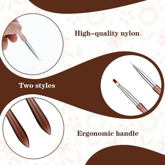 2Pcs Hard Gel Brushes for Nails,Flat Gel Nail Brushes Versatile Nail Design Brush for Petals,Leaves,Flowers V1258-DP02-A-496