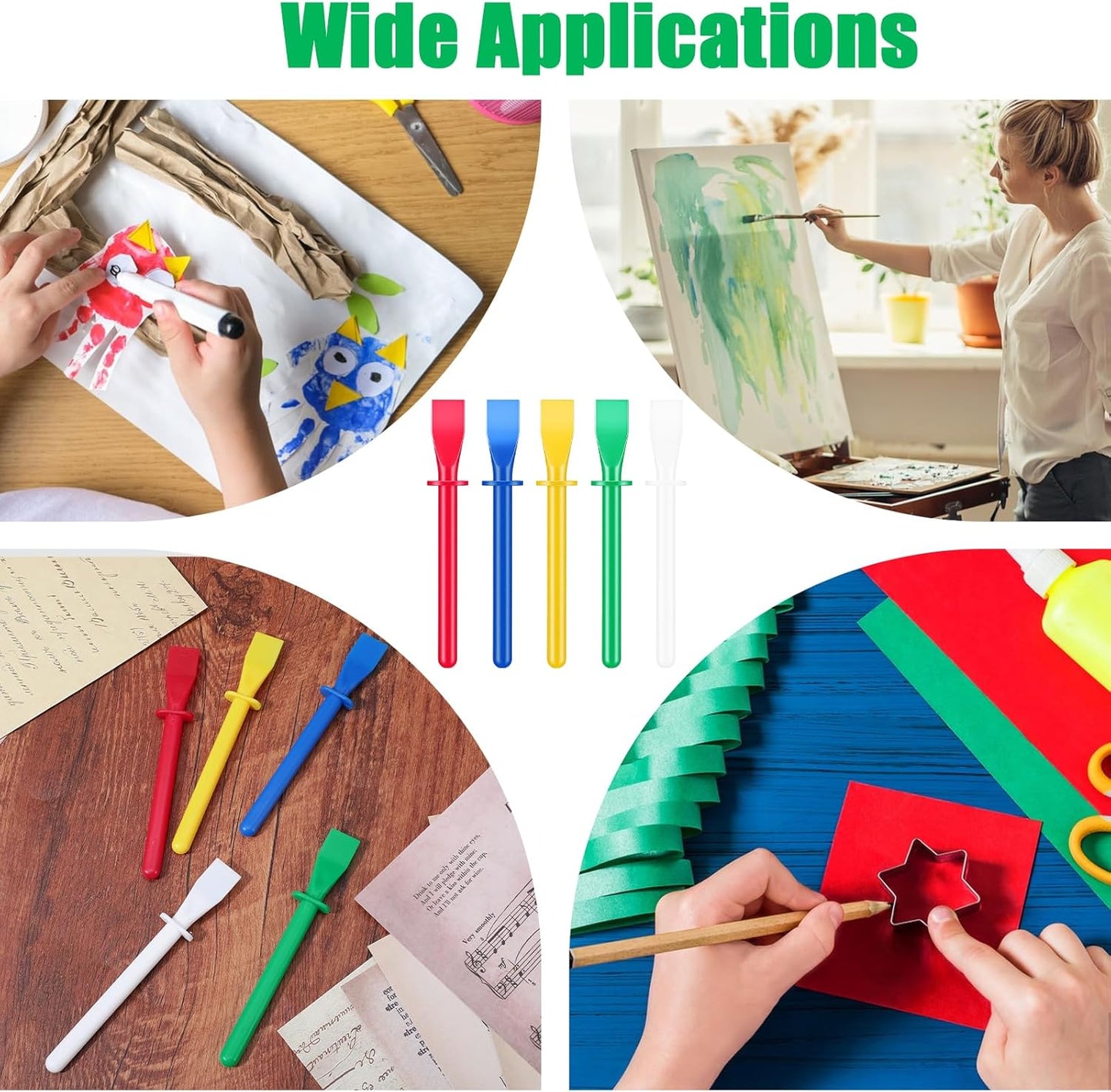 15Pcs Silicone Glue Brush,Reusable Glue Spreader Plastic Spreader Tool Set for DIY Painting Mixing & V1258-DP02-A-498