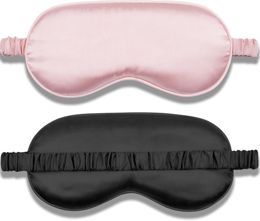 Silk Sleep Mask Set of 2, Adjustable Silk Eye Mask for Sleeping, Soft Sleeping Eye Shade Cover for Women, V1258-DP02-A-5
