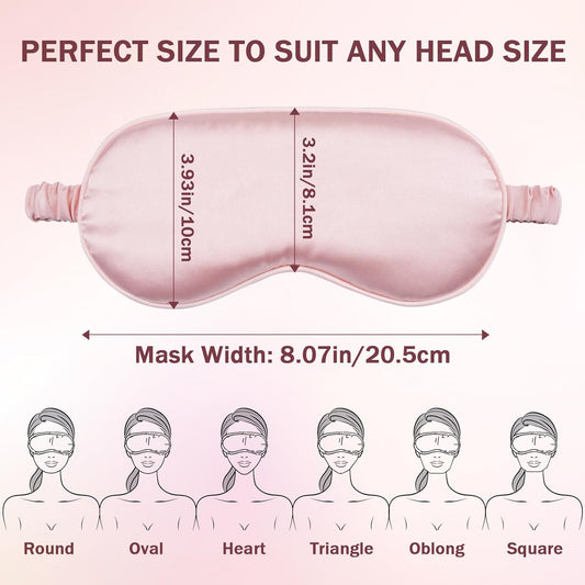Silk Sleep Mask Set of 2, Adjustable Silk Eye Mask for Sleeping, Soft Sleeping Eye Shade Cover for Women, V1258-DP02-A-5