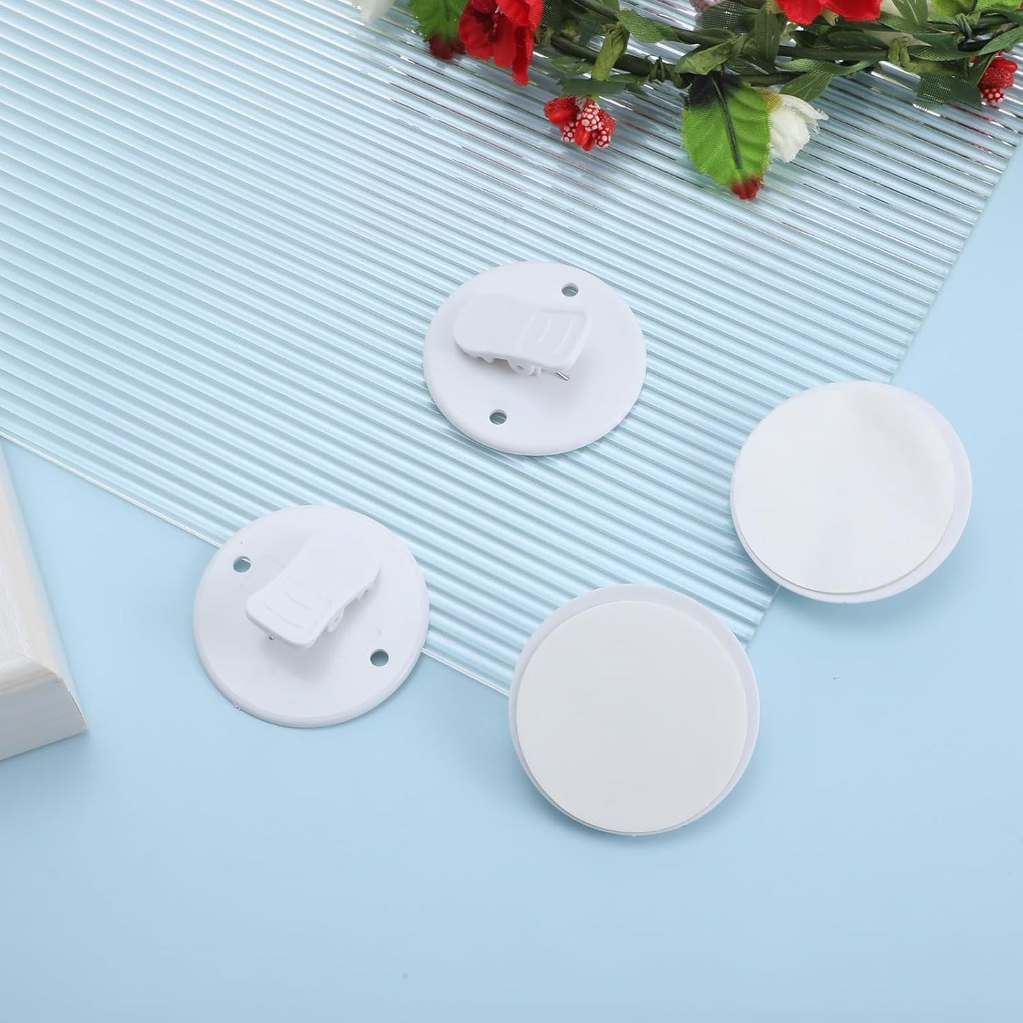 4Pcs Shower Curtain Clips to Wall, Self Stick Shower Clips for Curtain Closer for Avoid Water Splashing V1258-DP02-A-500
