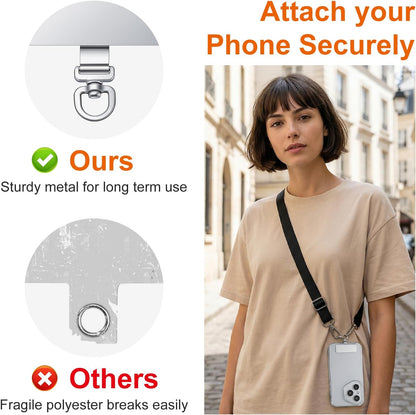 2PCS Rotatable 360 degrees Phone Tether Tab, Stainless Steel Phone Lanyard Tab Rectangle Tether Tabs for Most V1258-DP02-A-502