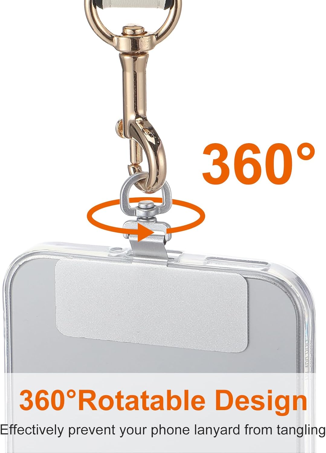 2PCS Rotatable 360 degrees Phone Tether Tab, Stainless Steel Phone Lanyard Tab Rectangle Tether Tabs for Most V1258-DP02-A-502