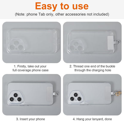 2PCS Rotatable 360 degrees Phone Tether Tab, Stainless Steel Phone Lanyard Tab Rectangle Tether Tabs for Most V1258-DP02-A-502