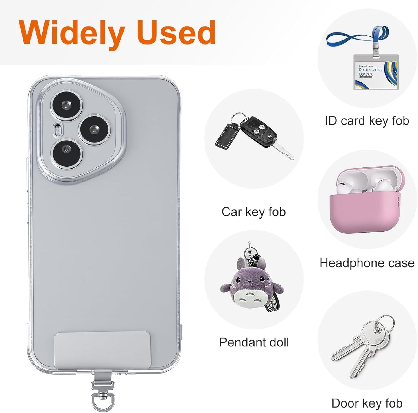 2PCS Rotatable 360 degrees Phone Tether Tab, Stainless Steel Phone Lanyard Tab Rectangle Tether Tabs for Most V1258-DP02-A-502