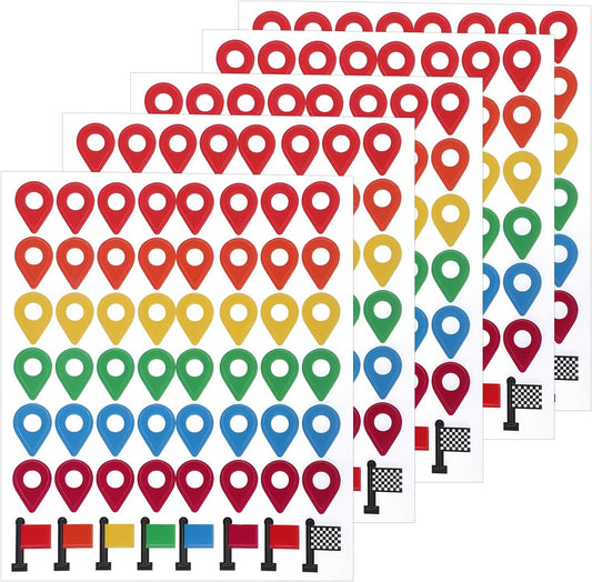 280Pcs Map Location Position Stickers,Self Adhesive Map Markers Indicator Labels Colorful Tracking Stickers V1258-DP02-A-507