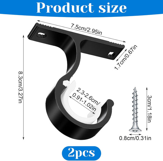 2 Sets Ceiling Curtain Rod Brackets for 1 Inch Rod, Curtain Rod Brackets Holders for Wall & Ceiling Mount V1258-DP02-A-513