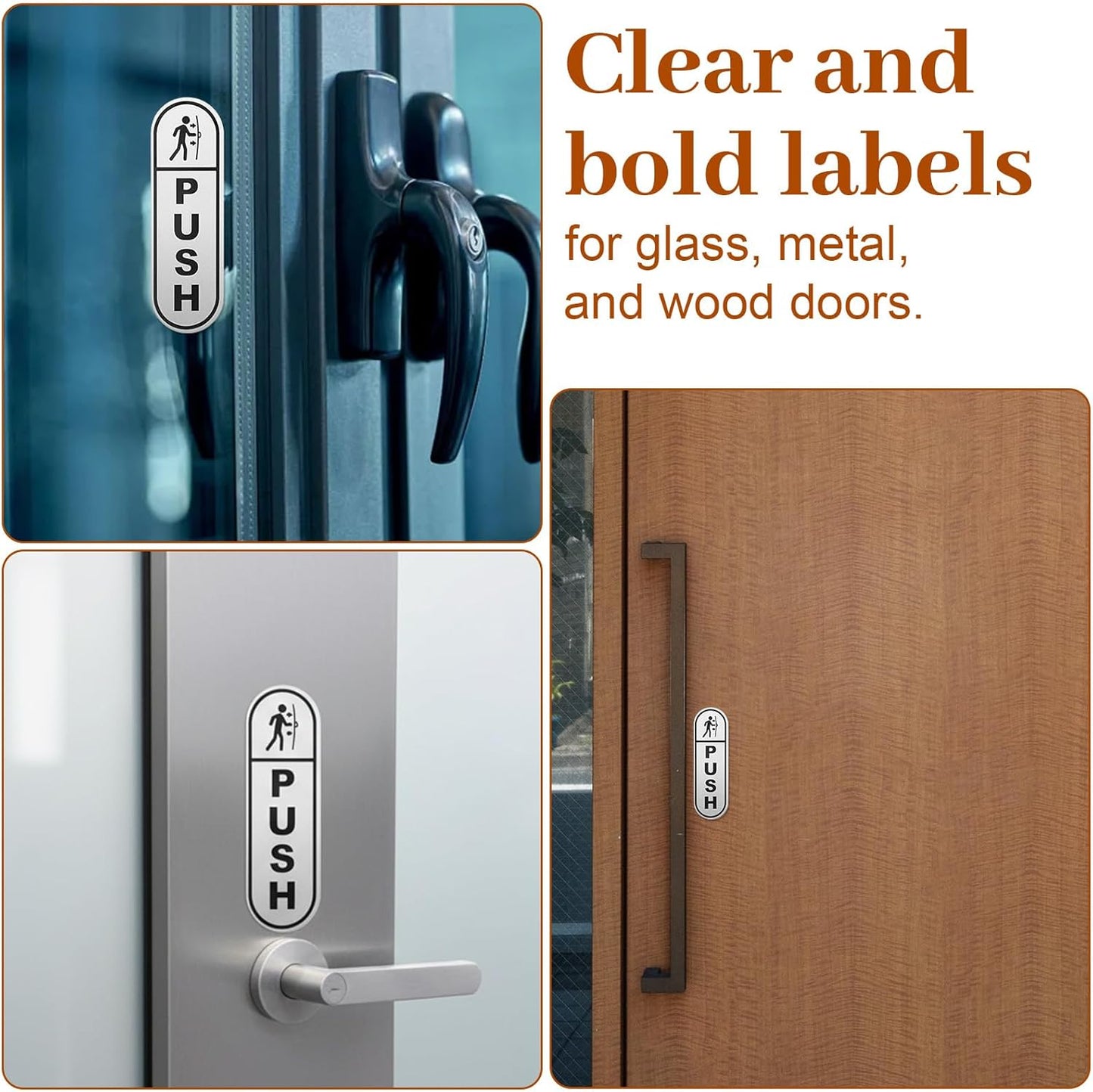 6PCS Push Pull Door Stickers - Shimmeroo Durable Waterproof Strong Adhesive Pull Push Door Sign Stickers for V1258-DP02-A-516