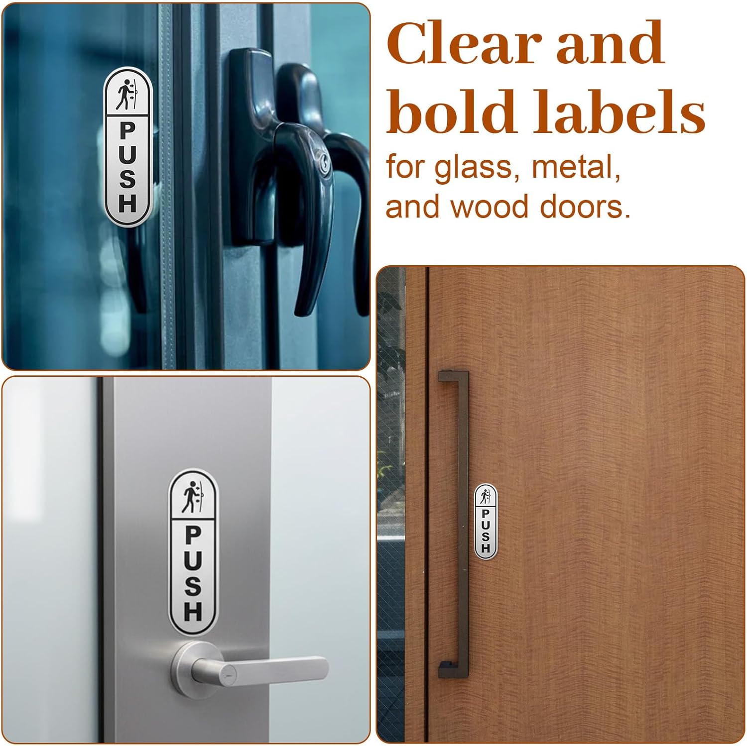 6PCS Push Pull Door Stickers - Shimmeroo Durable Waterproof Strong Adhesive Pull Push Door Sign Stickers for V1258-DP02-A-516