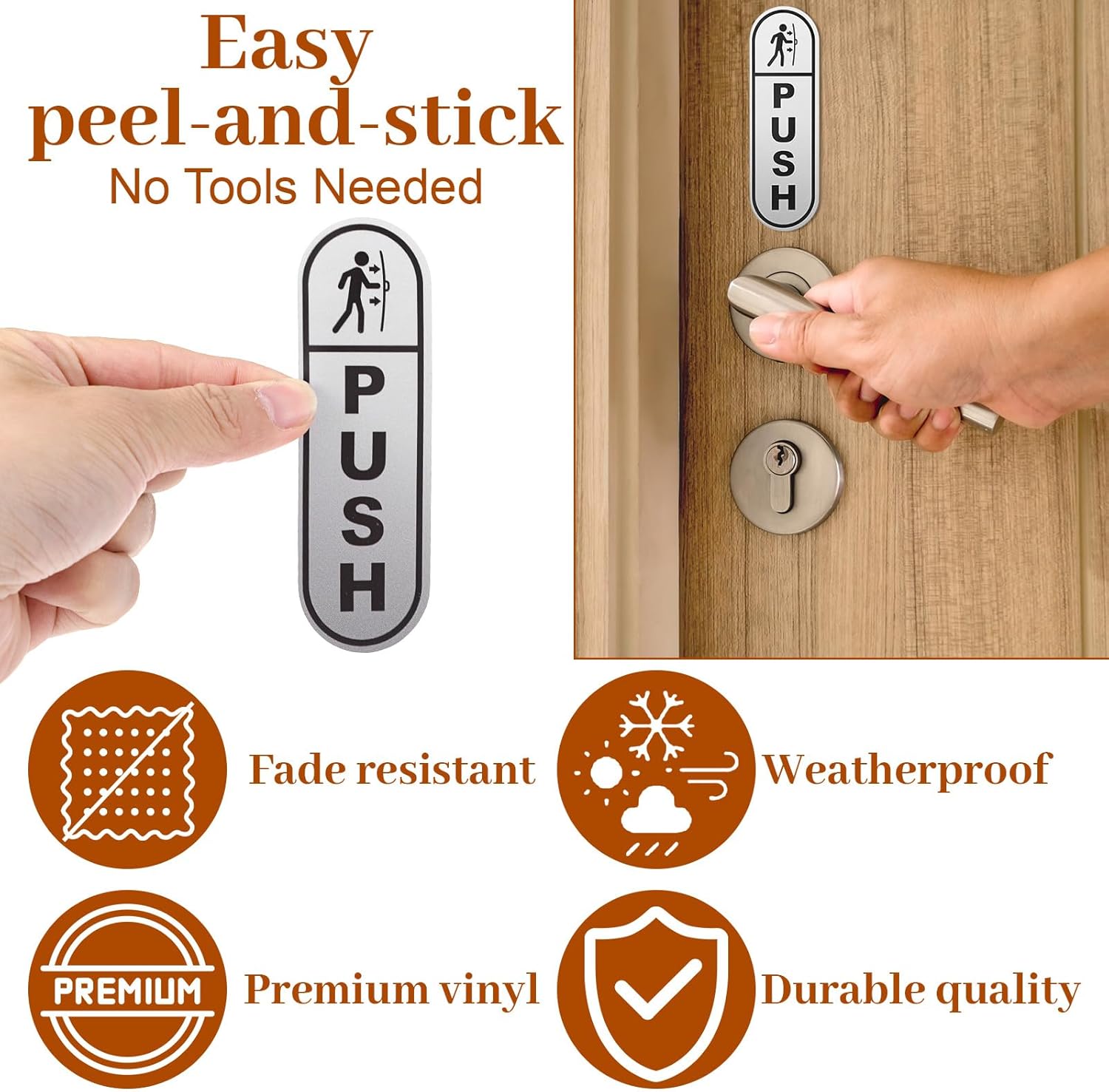 6PCS Push Pull Door Stickers - Shimmeroo Durable Waterproof Strong Adhesive Pull Push Door Sign Stickers for V1258-DP02-A-516