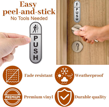 6PCS Push Pull Door Stickers - Shimmeroo Durable Waterproof Strong Adhesive Pull Push Door Sign Stickers for V1258-DP02-A-516