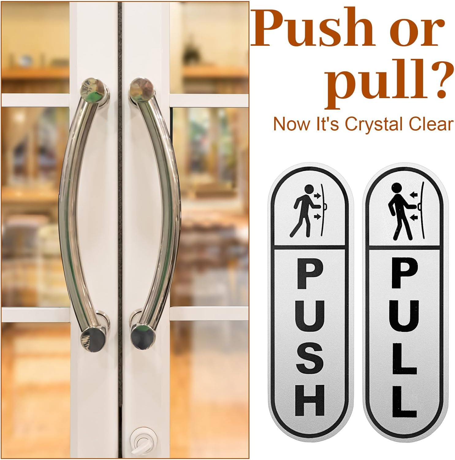 6PCS Push Pull Door Stickers - Shimmeroo Durable Waterproof Strong Adhesive Pull Push Door Sign Stickers for V1258-DP02-A-516