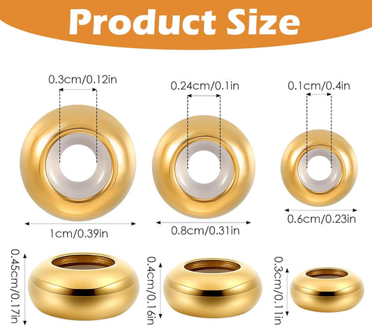 36Pcs Stopper Beads for Bracelets,Spacer Beads with Rubber Gold Silver Slider Bead Adjustable Charm Stoppers V1258-DP02-A-517