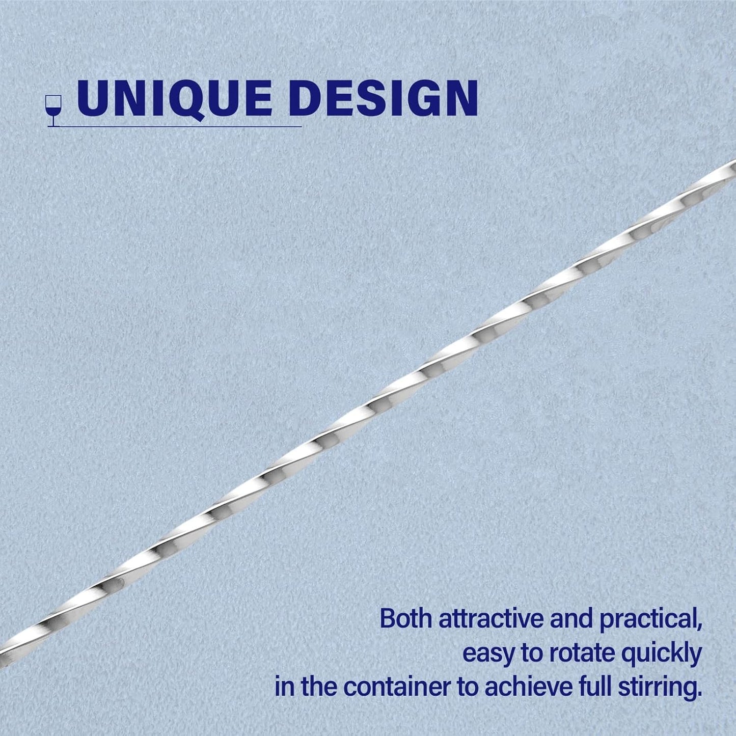 Bar Spoon Cocktail Mixing Stirrers for Drink, Stainless Steel 12 Inches Long Handle, Silver 2 Pieces V1258-DP02-A-52