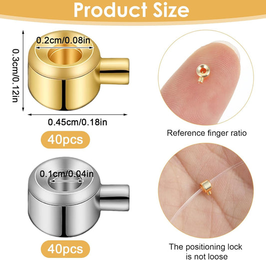 80Pcs Round Crimp Bead Covers,Gold and Silver Crimping Beads,Crimps Beads for Jewelry Making DIY V1258-DP02-A-520