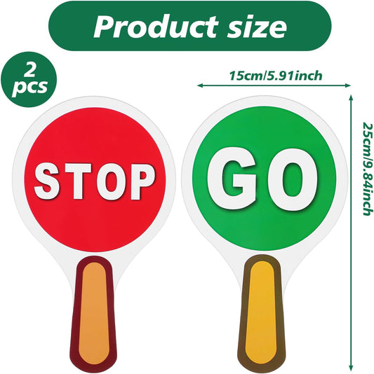 2Pcs Stop and Go Sign with Handle,Mini Stop Sign Double Sided for Guiding Teaching Traffic Safety V1258-DP02-A-523