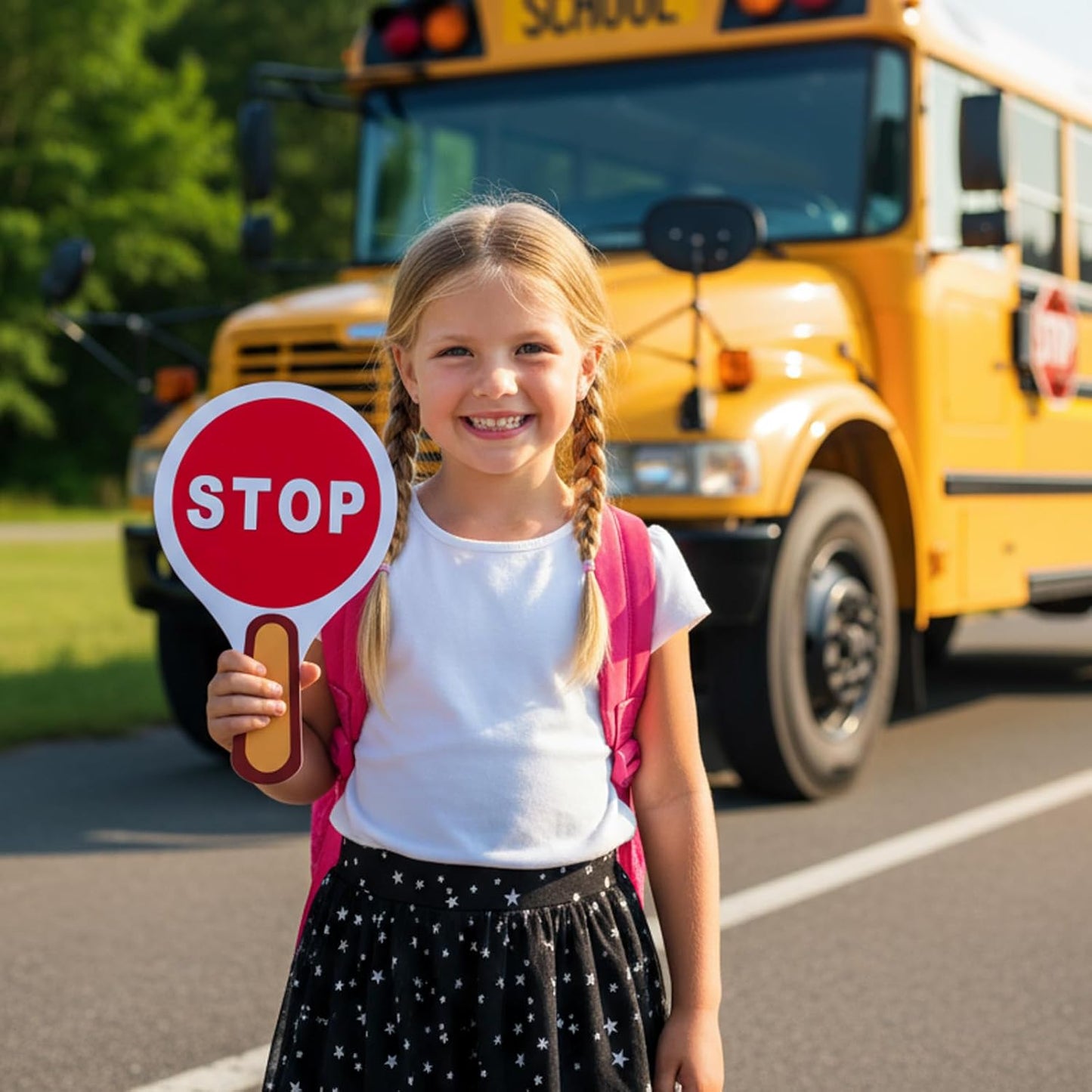 2Pcs Stop and Go Sign with Handle,Mini Stop Sign Double Sided for Guiding Teaching Traffic Safety V1258-DP02-A-523