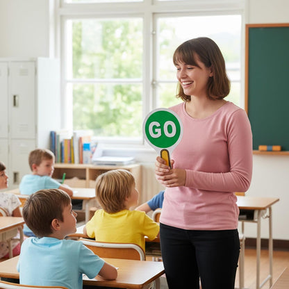 2Pcs Stop and Go Sign with Handle,Mini Stop Sign Double Sided for Guiding Teaching Traffic Safety V1258-DP02-A-523