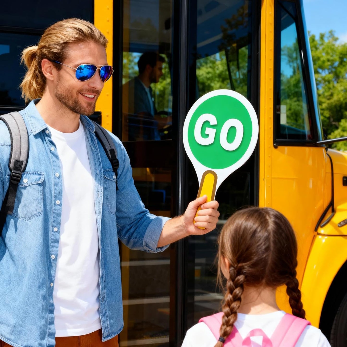 2Pcs Stop and Go Sign with Handle,Mini Stop Sign Double Sided for Guiding Teaching Traffic Safety V1258-DP02-A-523