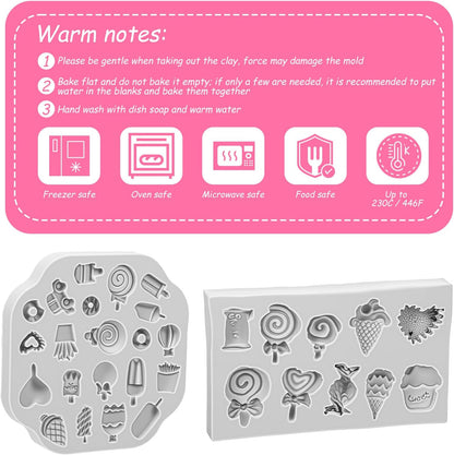 2Pcs Polymer Clay Molds for Jewelry Making Set,Silicone Air-Dry Clay Molds for Making Candy Lollipop Donut V1258-DP02-A-524
