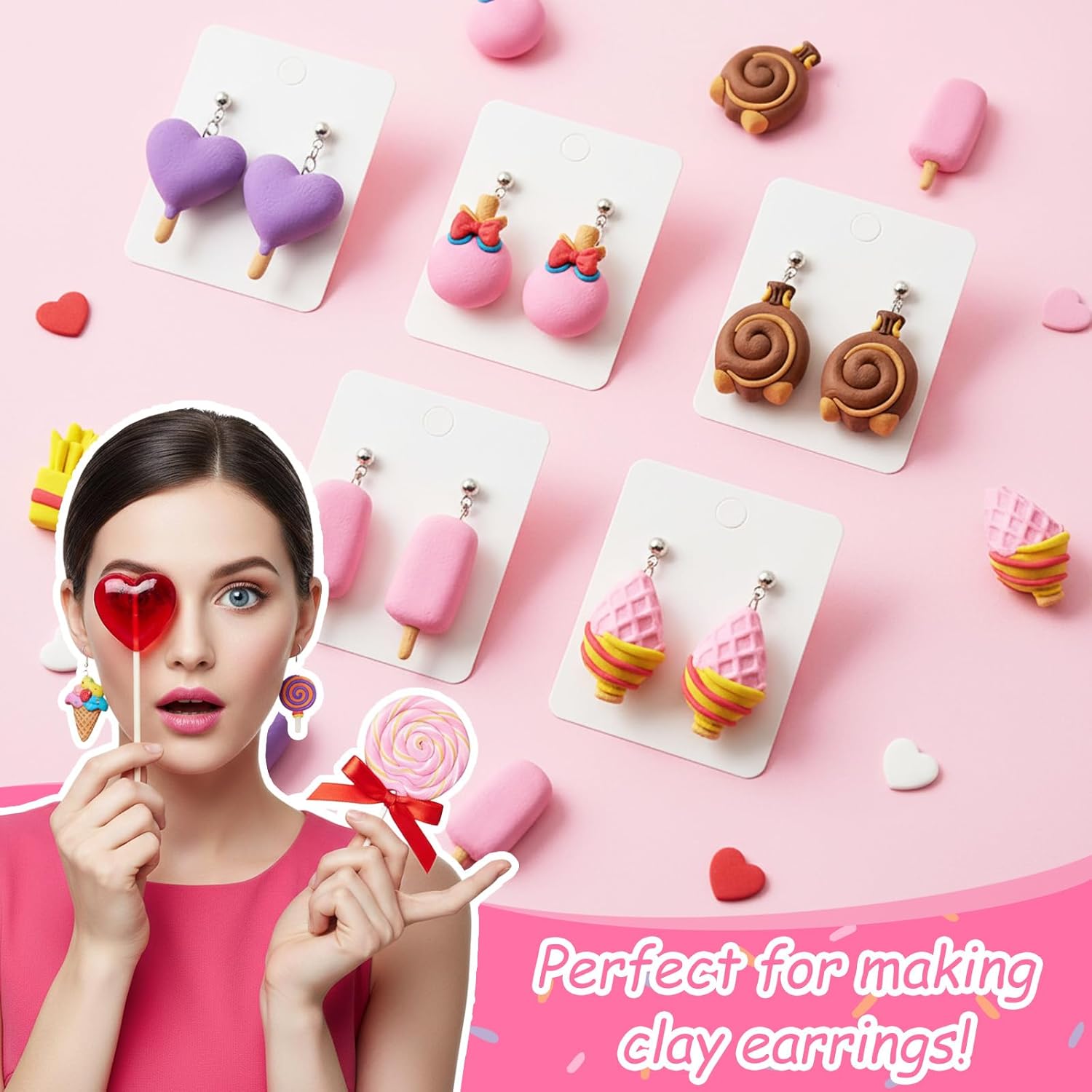 2Pcs Polymer Clay Molds for Jewelry Making Set,Silicone Air-Dry Clay Molds for Making Candy Lollipop Donut V1258-DP02-A-524