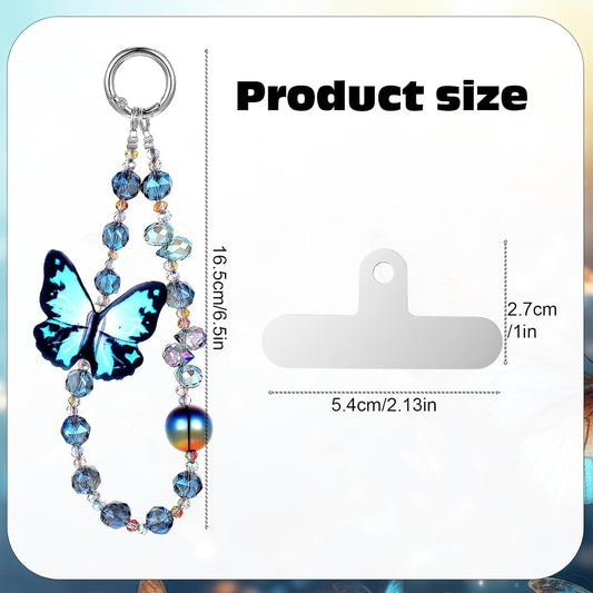 Cute Phone Charm Wrist Strap with Spacer,Butterfly Beaded Phone Chain Wristlet for Case Cellphone Chain V1258-DP02-A-525
