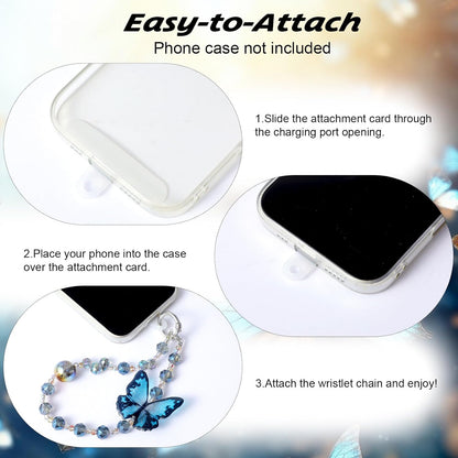 Cute Phone Charm Wrist Strap with Spacer,Butterfly Beaded Phone Chain Wristlet for Case Cellphone Chain V1258-DP02-A-525