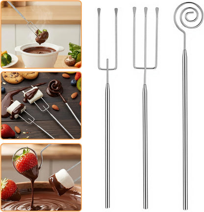 3PCS Chocolate Dipping Tool - Stainless Steel Candy Dipping Tools Baking Supplies Fondue Fork, Spiral Fork V1258-DP02-A-526