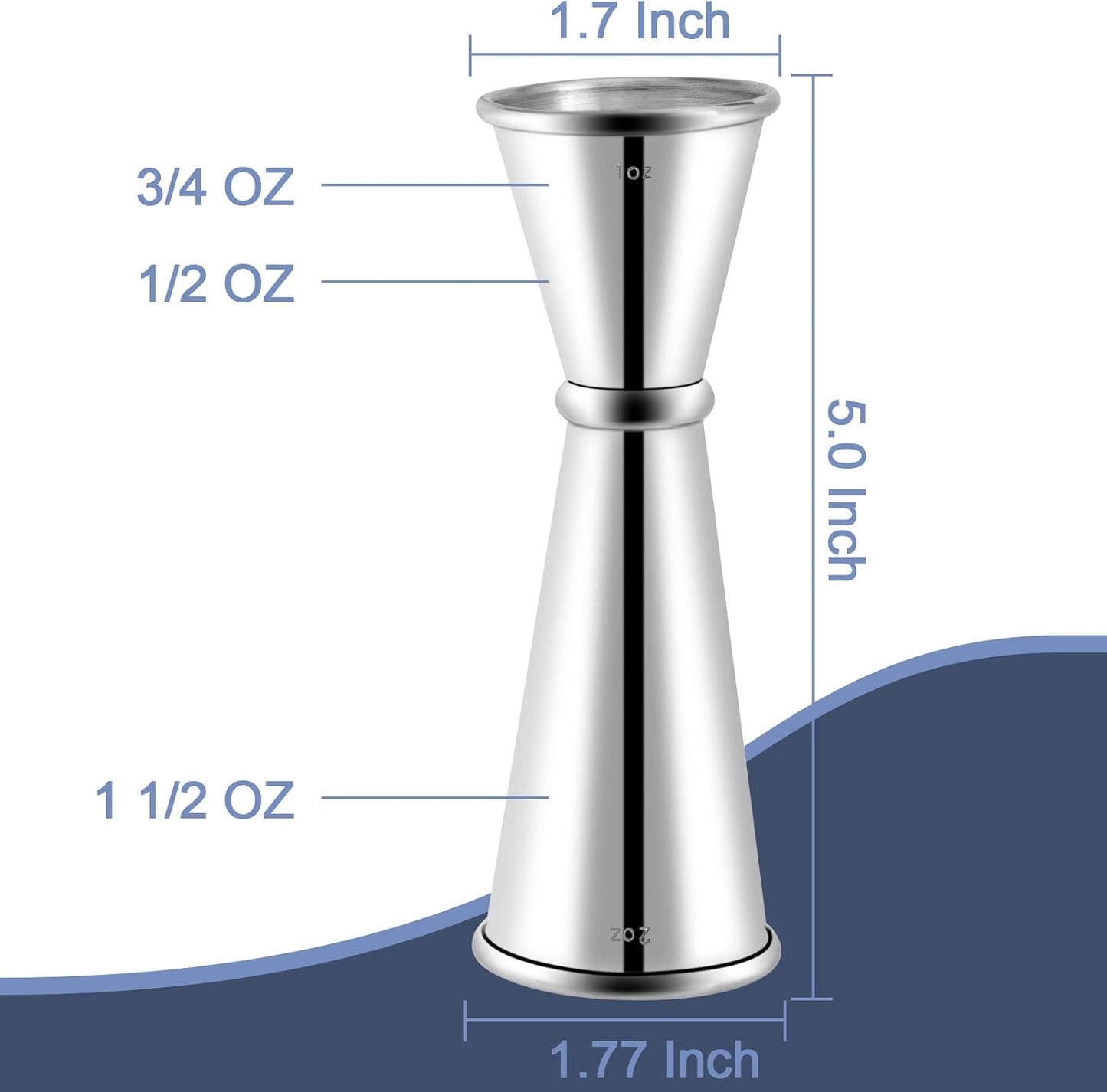 Jigger for Bartending, Double Cocktail Jigger Japanese Premium 304 Stainless Steel Jigger 2 OZ 1 OZ with V1258-DP02-A-53