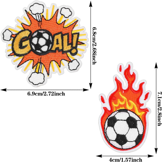 2Pcs Embroidered Soccer Ball Patches Iron on Flaming Soccer Patch for Clothes Decorative Sports Ball Applique V1258-DP02-A-531