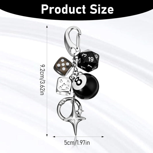 8 Ball Dice Keychain Charms,Y2K Bag Charm for Handbags Cool Purse Charms Key Chain Accessories Charm for Women V1258-DP02-A-533