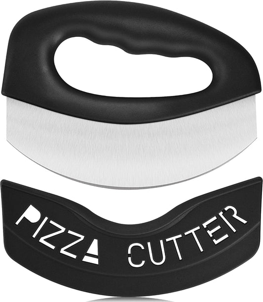Heavy Duty Stainless Steel Pizza Cutter with Cover, Super Sharp Blade Pizza Knife Pizza Cutter Rocker, V1258-DP02-A-54