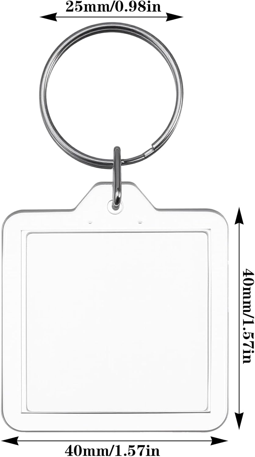 10PCS Acrylic Photo Keychain Blanks,Clear Blank Keychains Picture Frame Keychain Holder DIY Set for Bags Car V1258-DP02-A-540