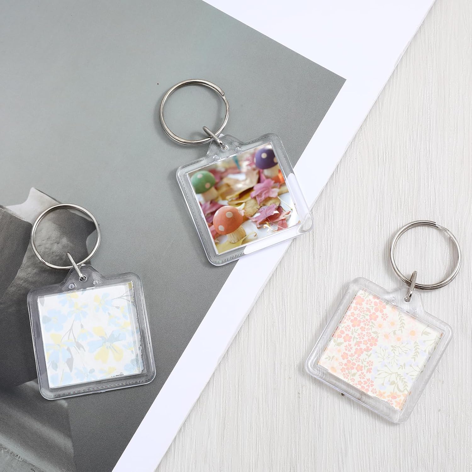 10PCS Acrylic Photo Keychain Blanks,Clear Blank Keychains Picture Frame Keychain Holder DIY Set for Bags Car V1258-DP02-A-540