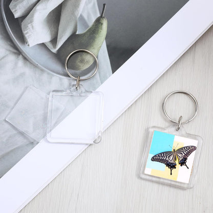 10PCS Acrylic Photo Keychain Blanks,Clear Blank Keychains Picture Frame Keychain Holder DIY Set for Bags Car V1258-DP02-A-540