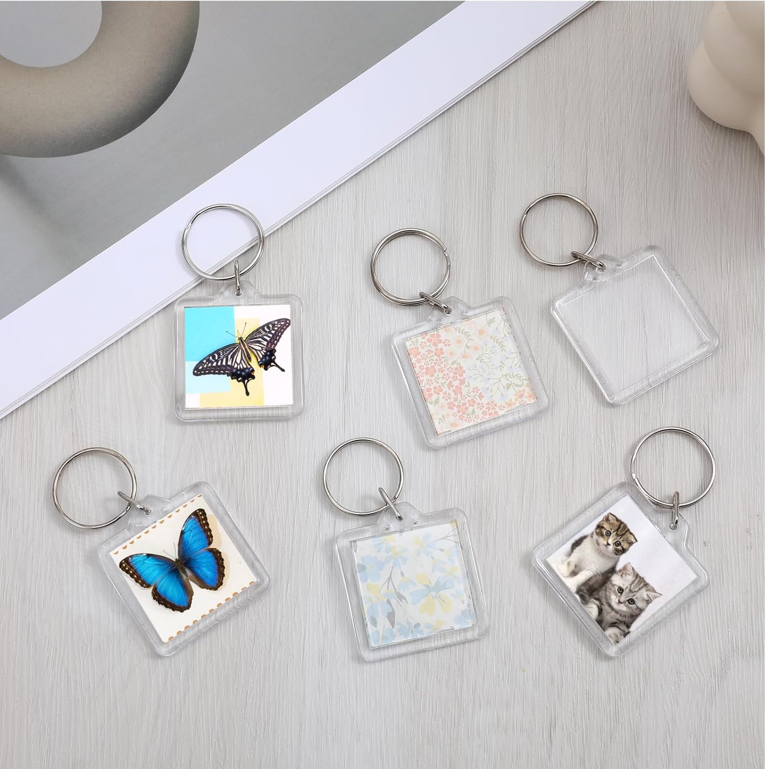 10PCS Acrylic Photo Keychain Blanks,Clear Blank Keychains Picture Frame Keychain Holder DIY Set for Bags Car V1258-DP02-A-540