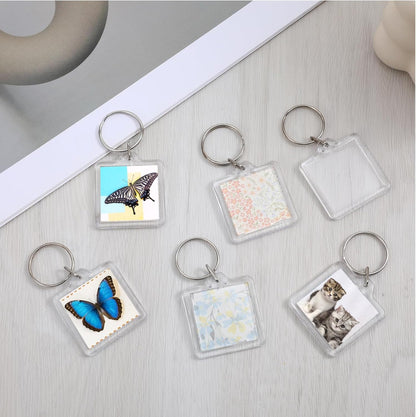 10PCS Acrylic Photo Keychain Blanks,Clear Blank Keychains Picture Frame Keychain Holder DIY Set for Bags Car V1258-DP02-A-540