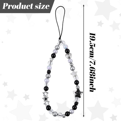 Beaded Camera Hand Strap, Cool Black Star Phone Lanyard Wrist Cute Bag Charm Digital Camera Wrist Strap for V1258-DP02-A-542